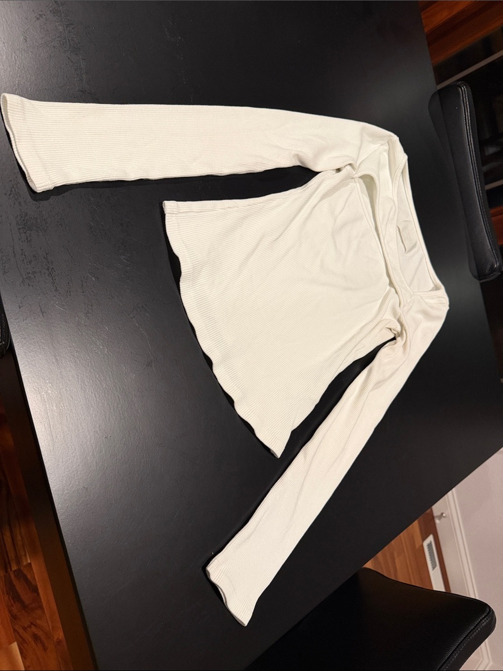 Citizens Of Humanity Cream Ribbed Square-Neck Long Sleeve Top